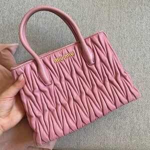 Authentic Miu Miu Pink Matelassé Leather Crossbody Bag